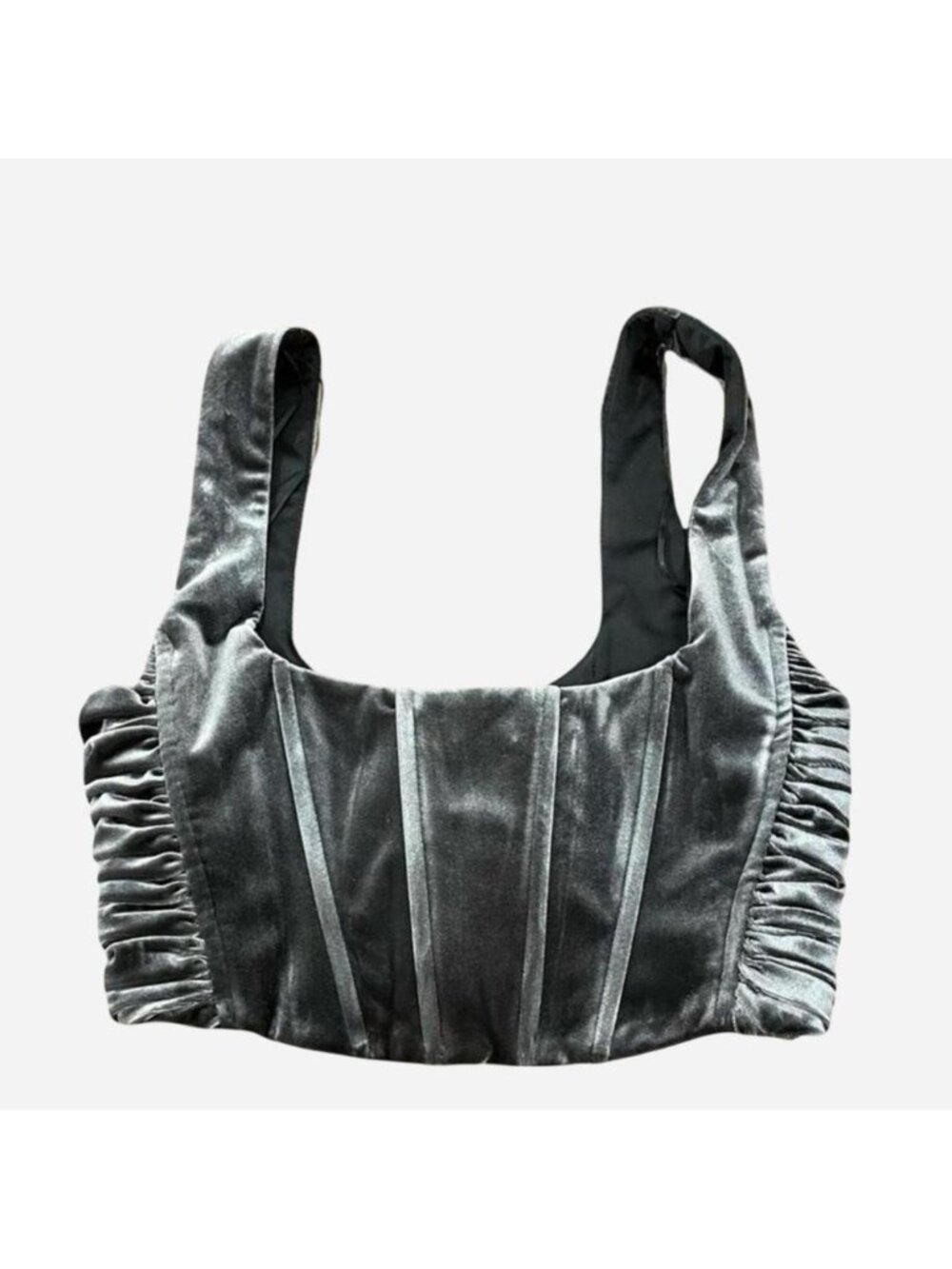 Zara grey velvet crop top Size S